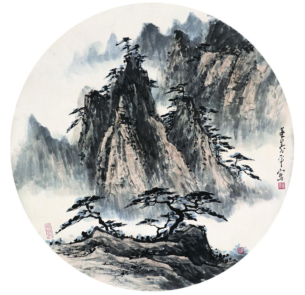 【山水圆光 镜心 纸本】拍卖品_图片_价格_鉴赏_绘画_雅昌艺术品拍卖