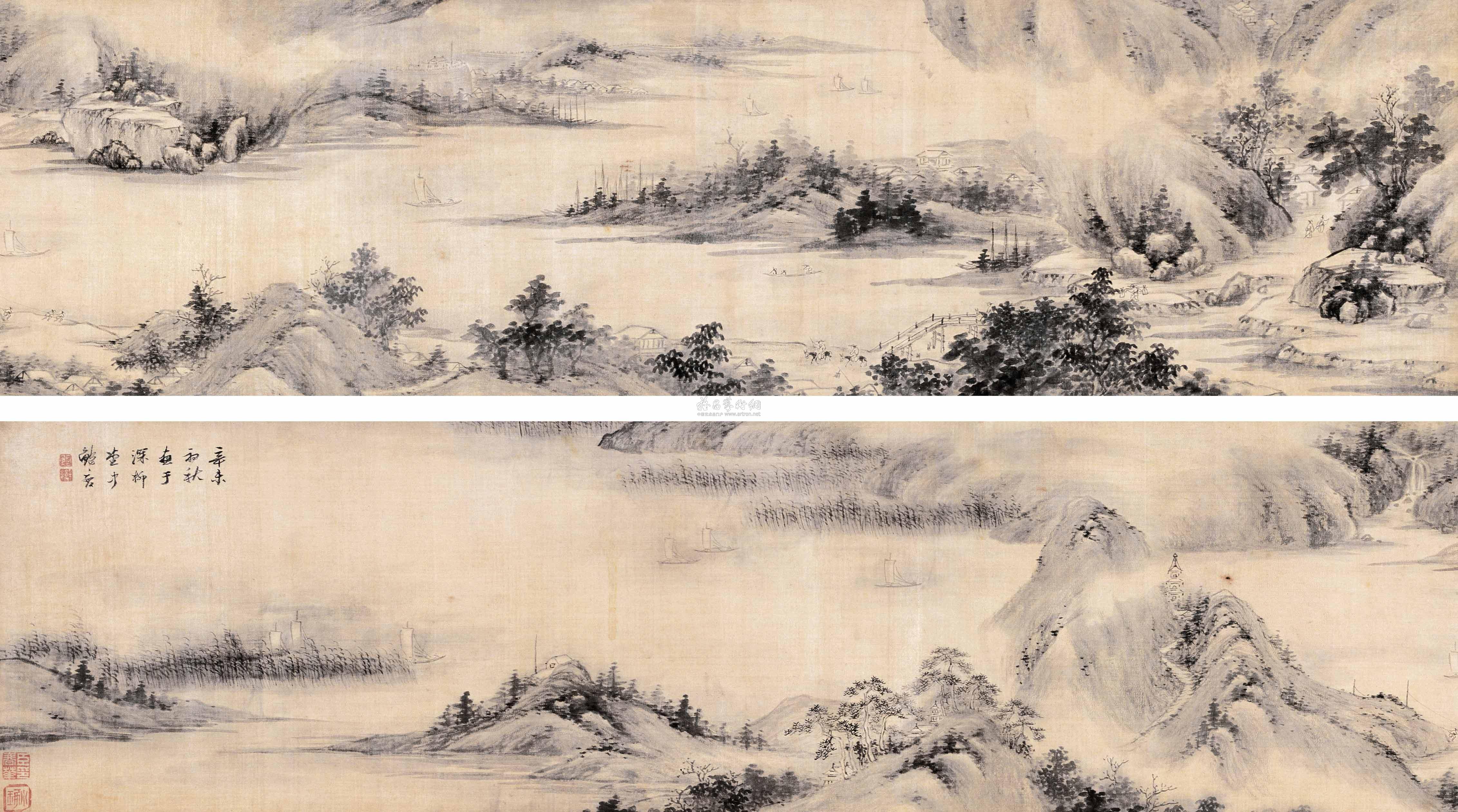 1677 远浦归帆图 手卷 绫本