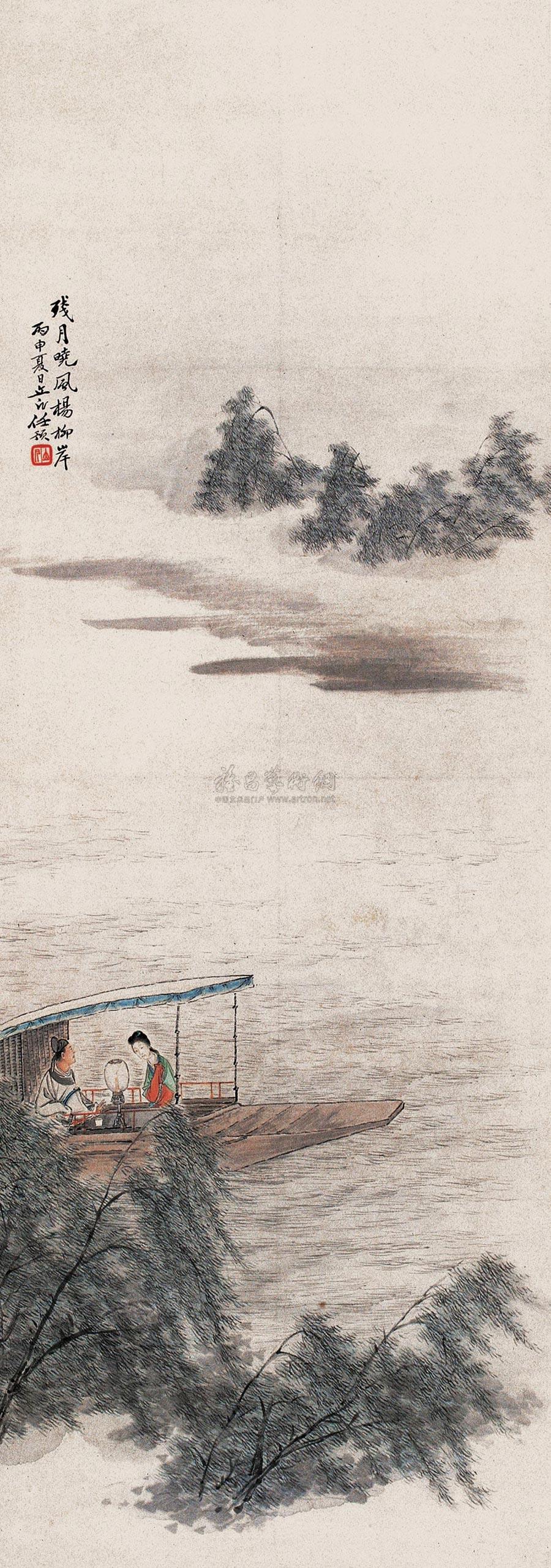 0140 丙申(1896年)作 秦淮河上 立轴 水墨纸本