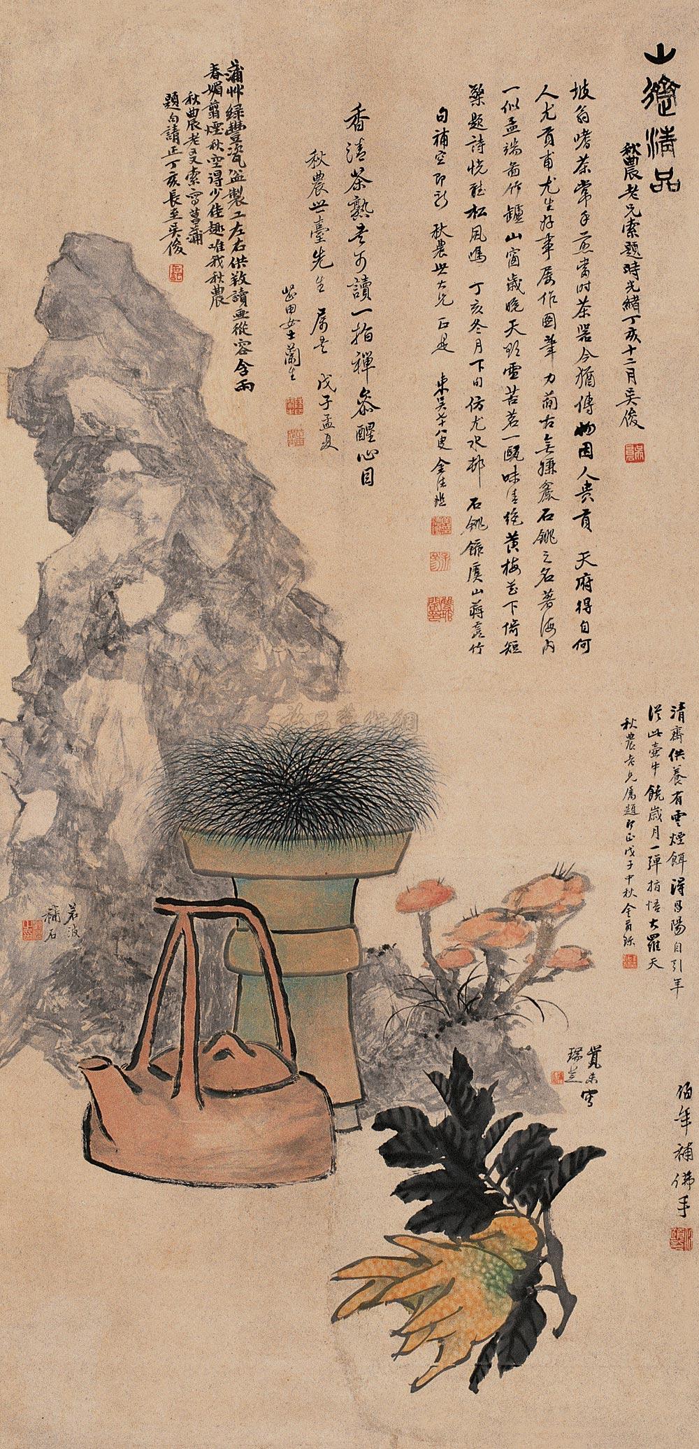 0043 清供图 立轴 设色纸本