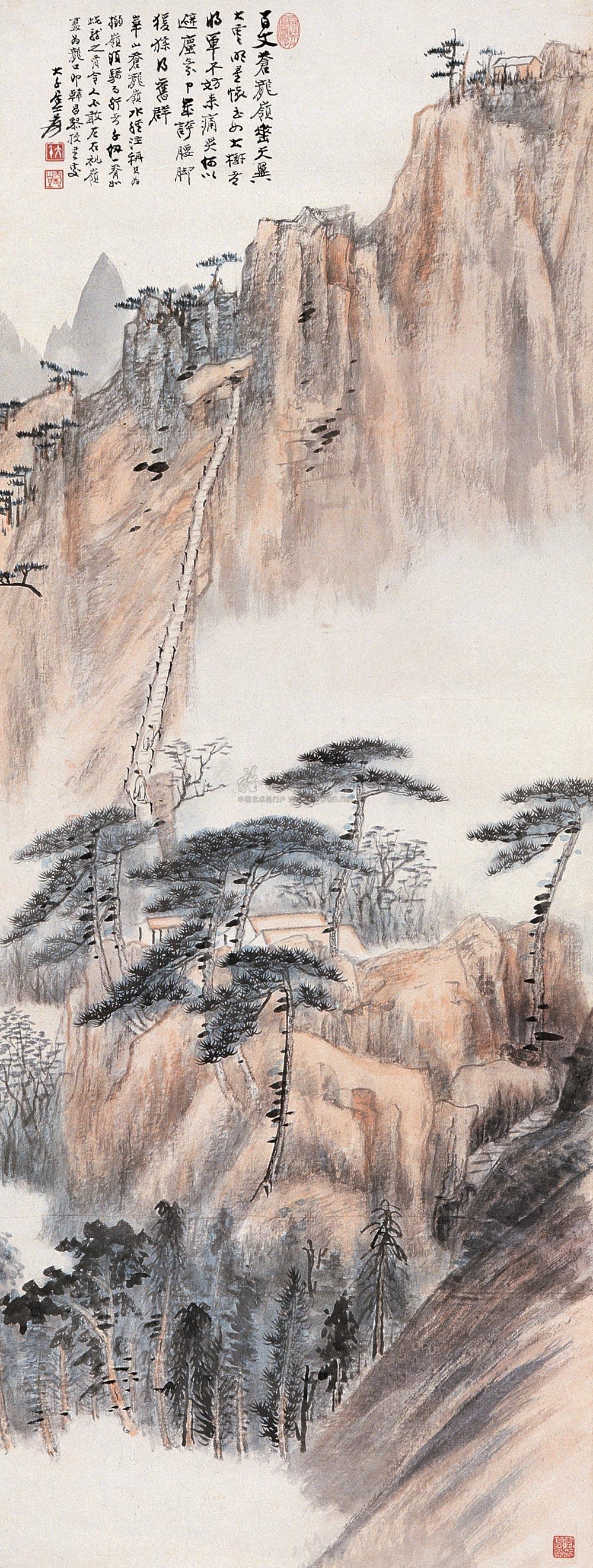 【华山苍龙岭 立轴 水墨纸本】拍卖品_图片_价格_鉴赏_绘画_雅昌艺术