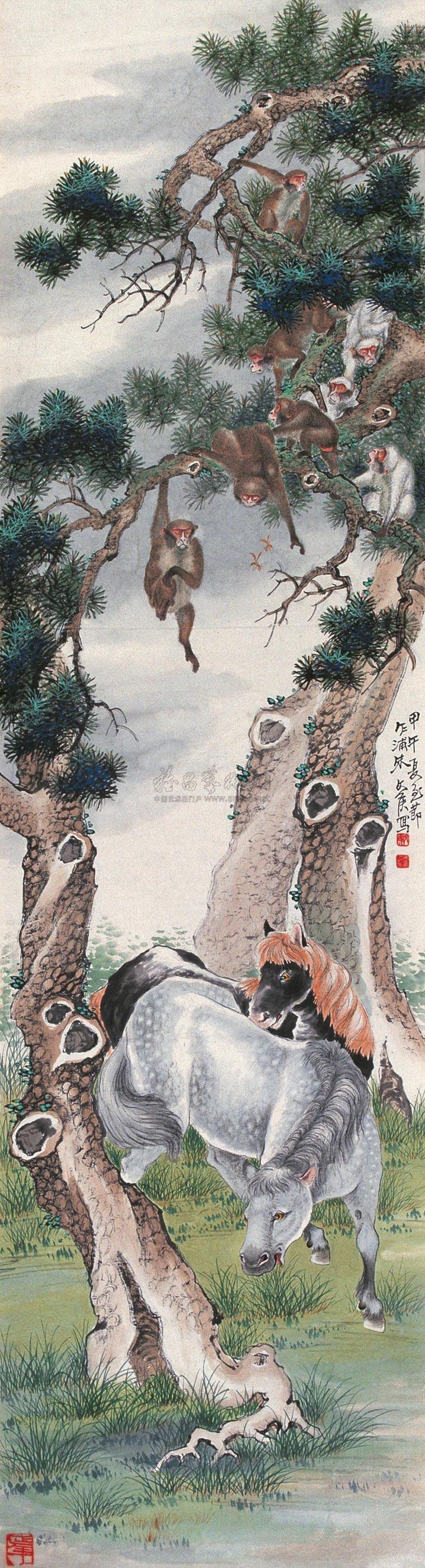 1211 1954年作 马上封侯 镜心 设色纸本