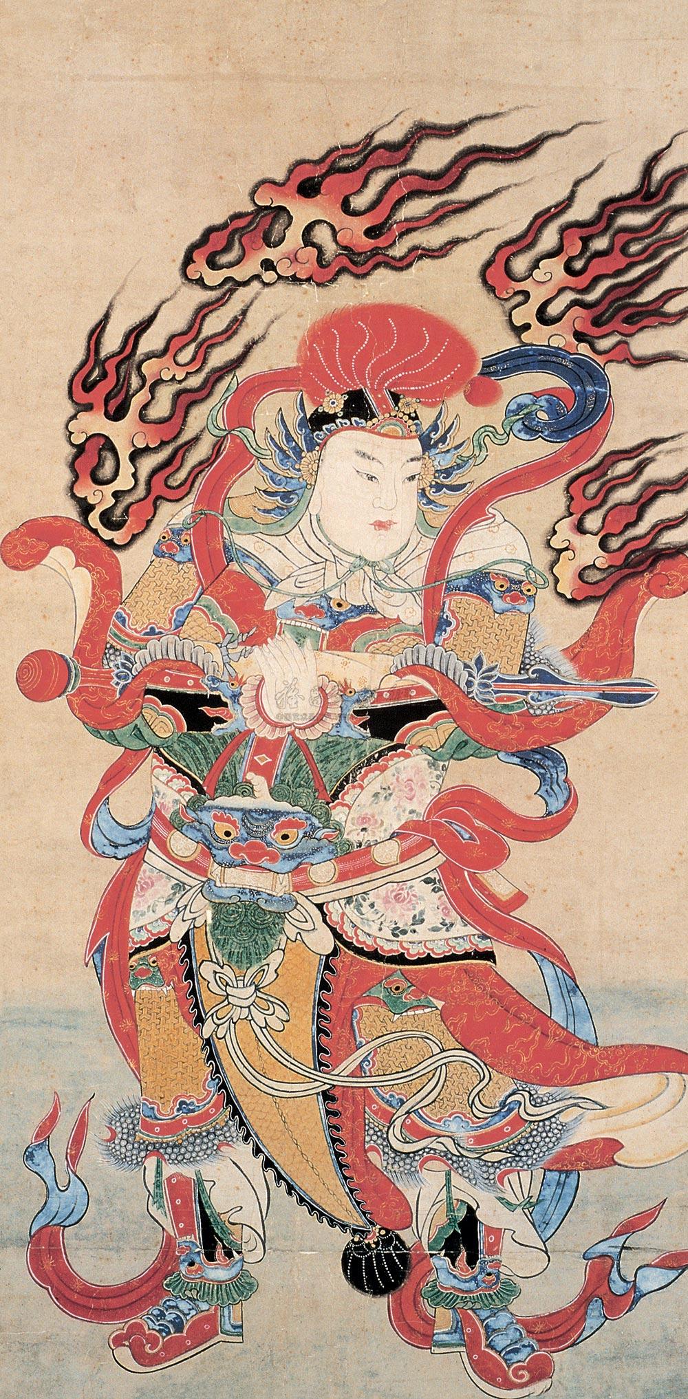 0669 财神韦驮像 镜心 设色纸本