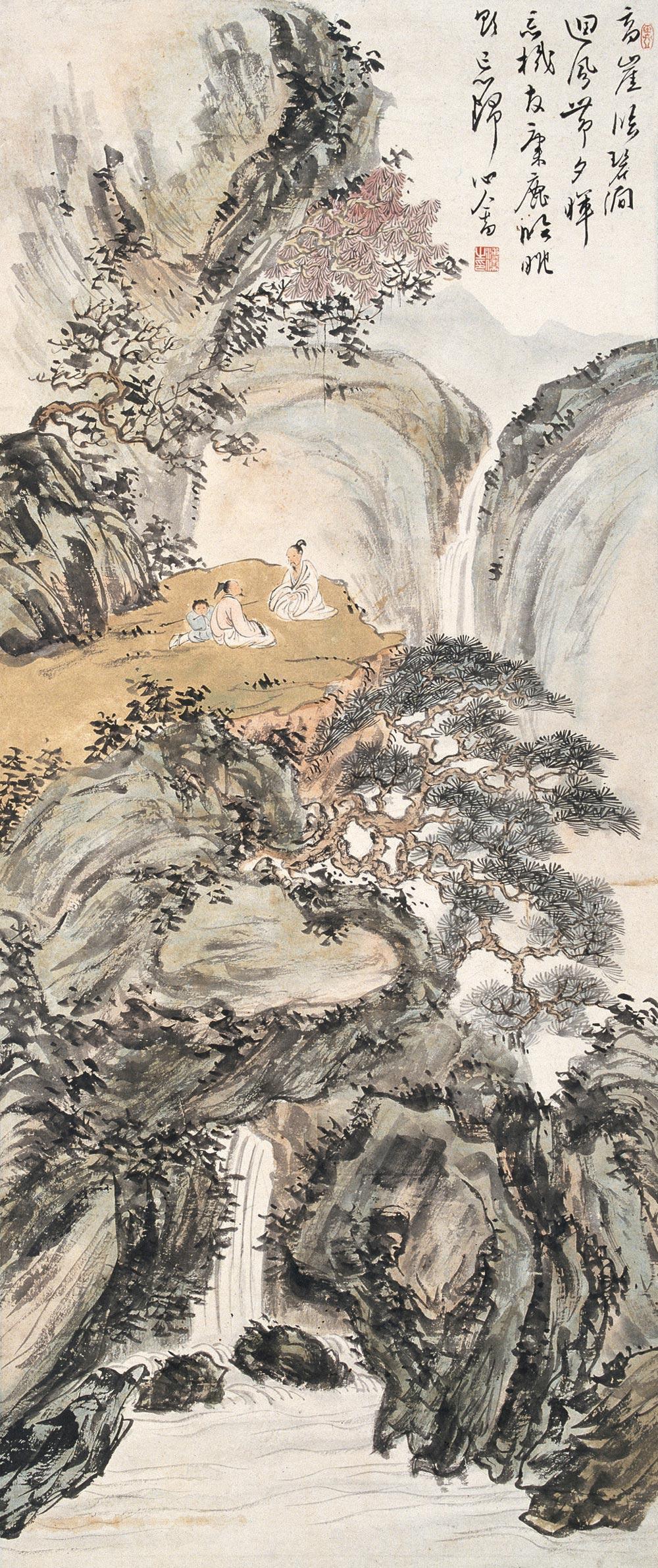 1219 高士图 立轴 设色纸本