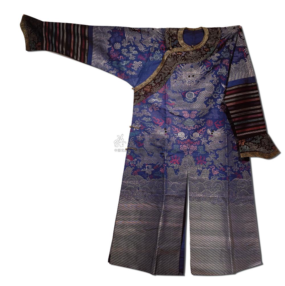 0075 近现代 仿清蓝底绣云龙纹官服