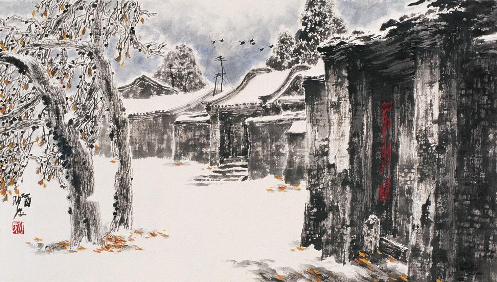 1401 北京胡同 镜心 设色纸本