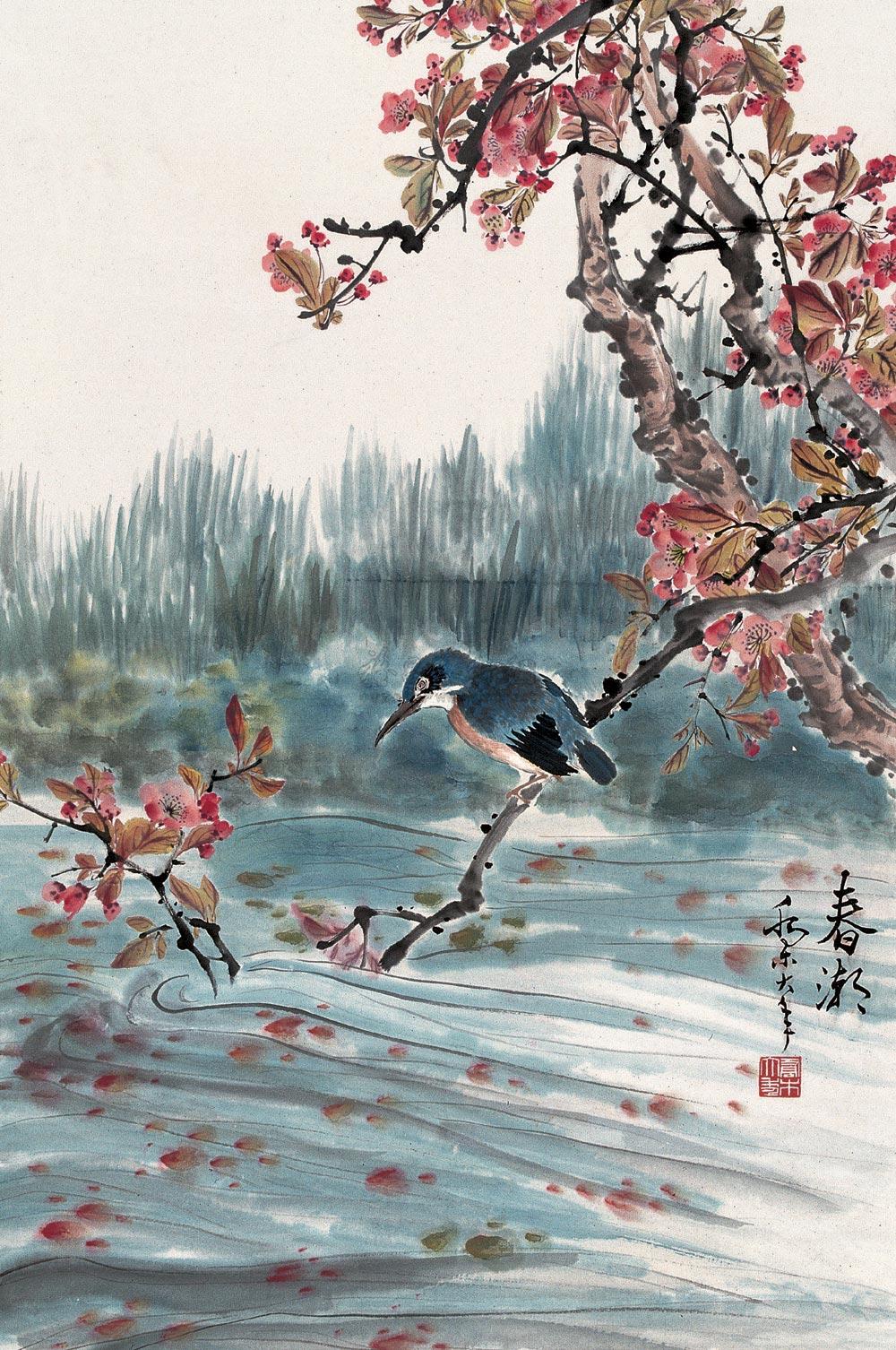 0429 现代 春潮 立轴 设色纸本
