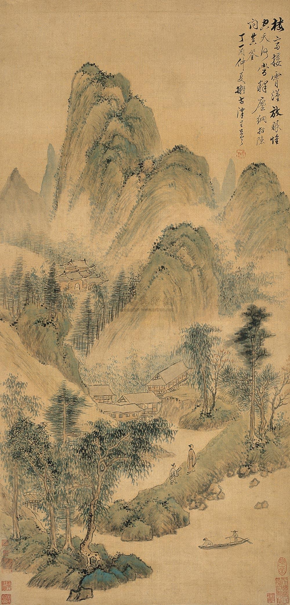 2126 1837年作 携琴访友图 镜心 设色绢本