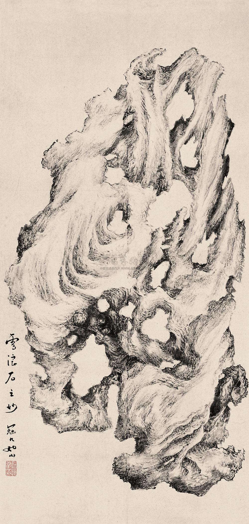 0863 拳石玲珑 立轴 水墨纸本