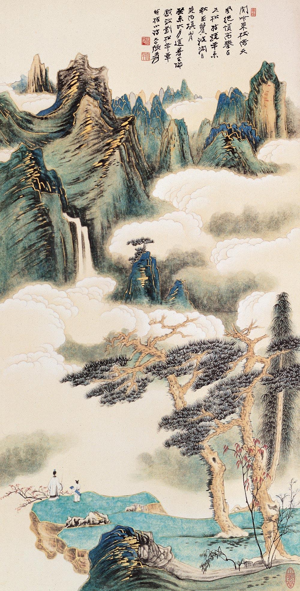 0180 金碧山水 立轴 设色纸本