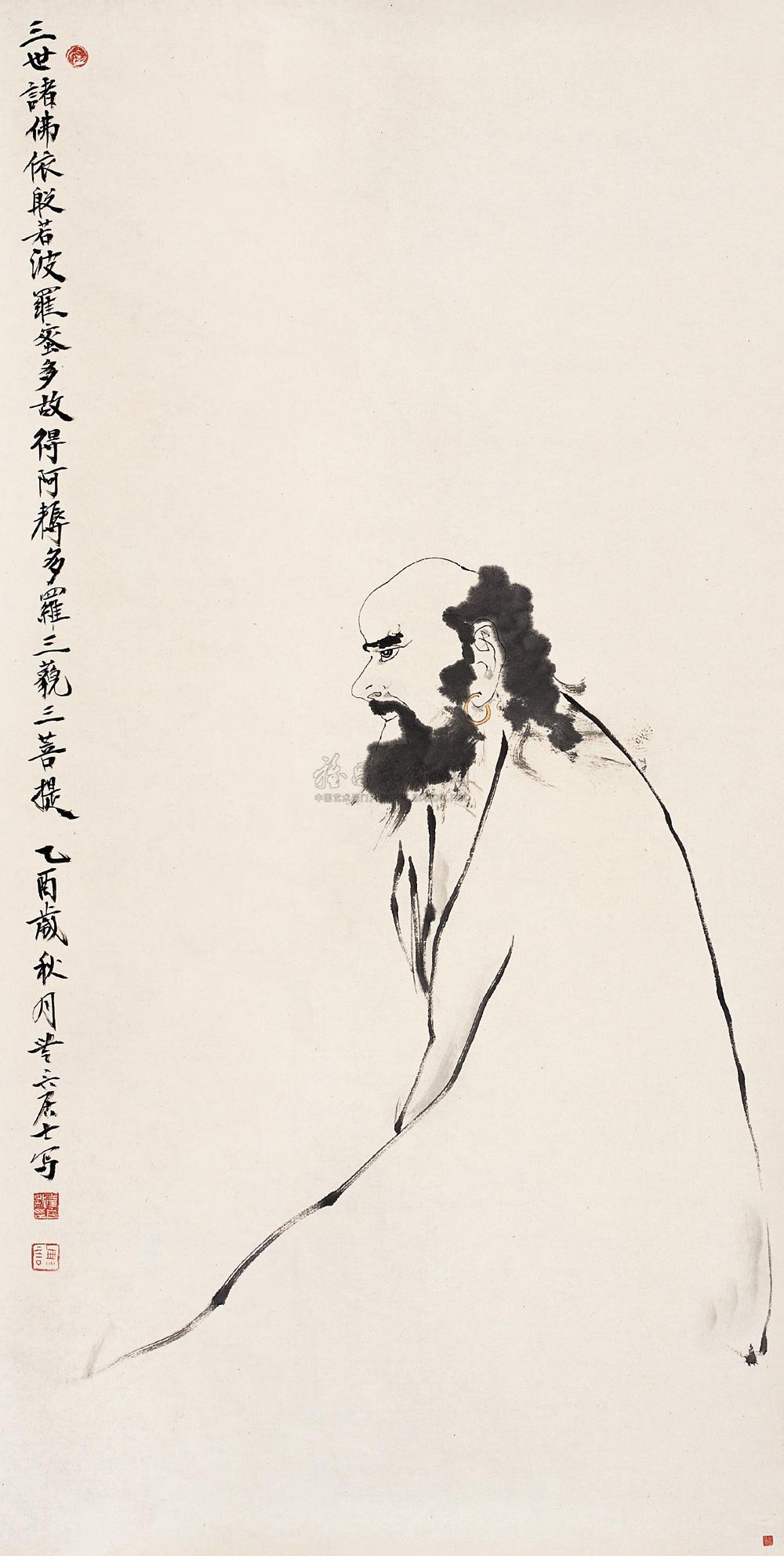 0120 2005年作 达摩像 镜心 设色纸本