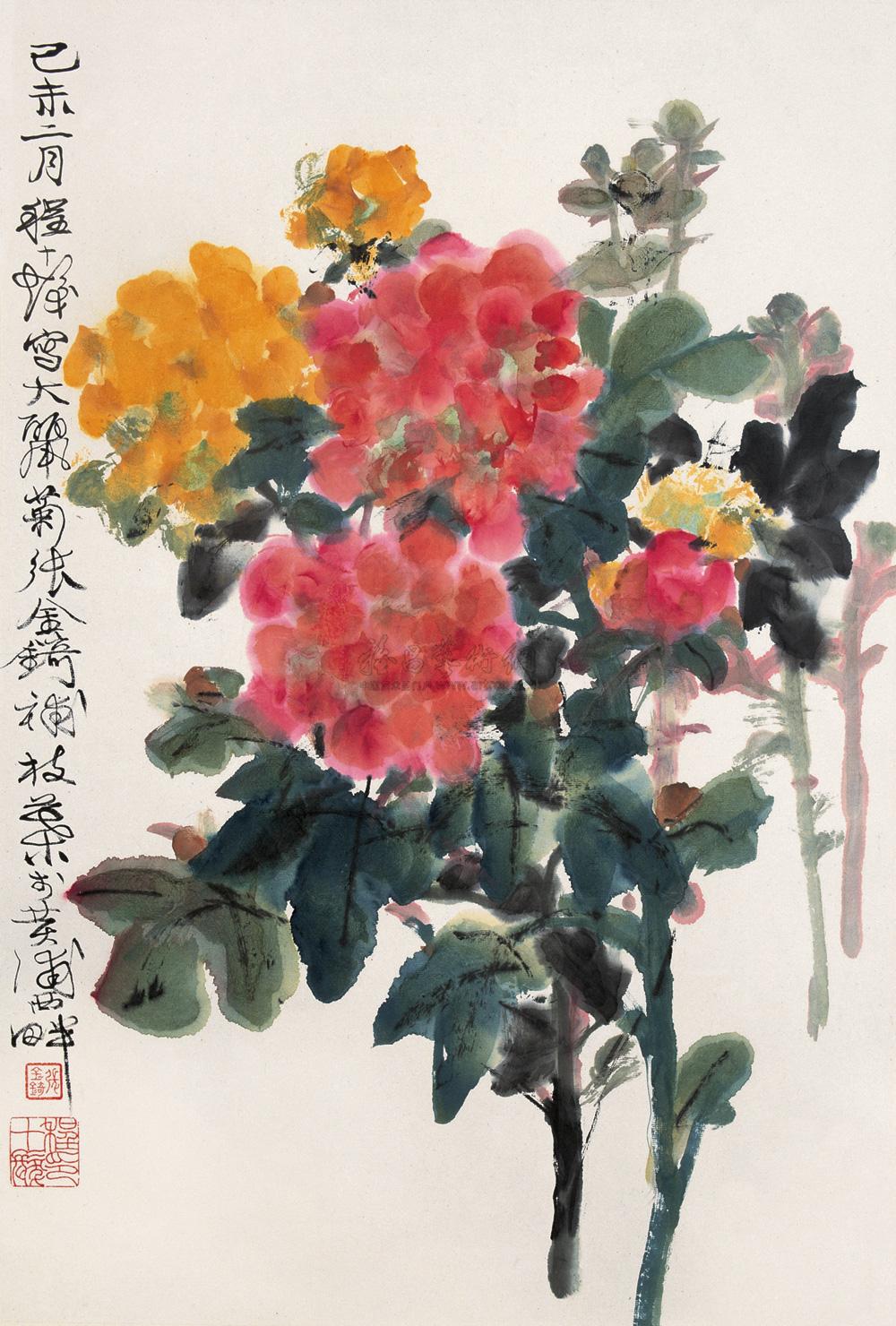 1310 1979年作 大丽菊 立轴 设色纸本