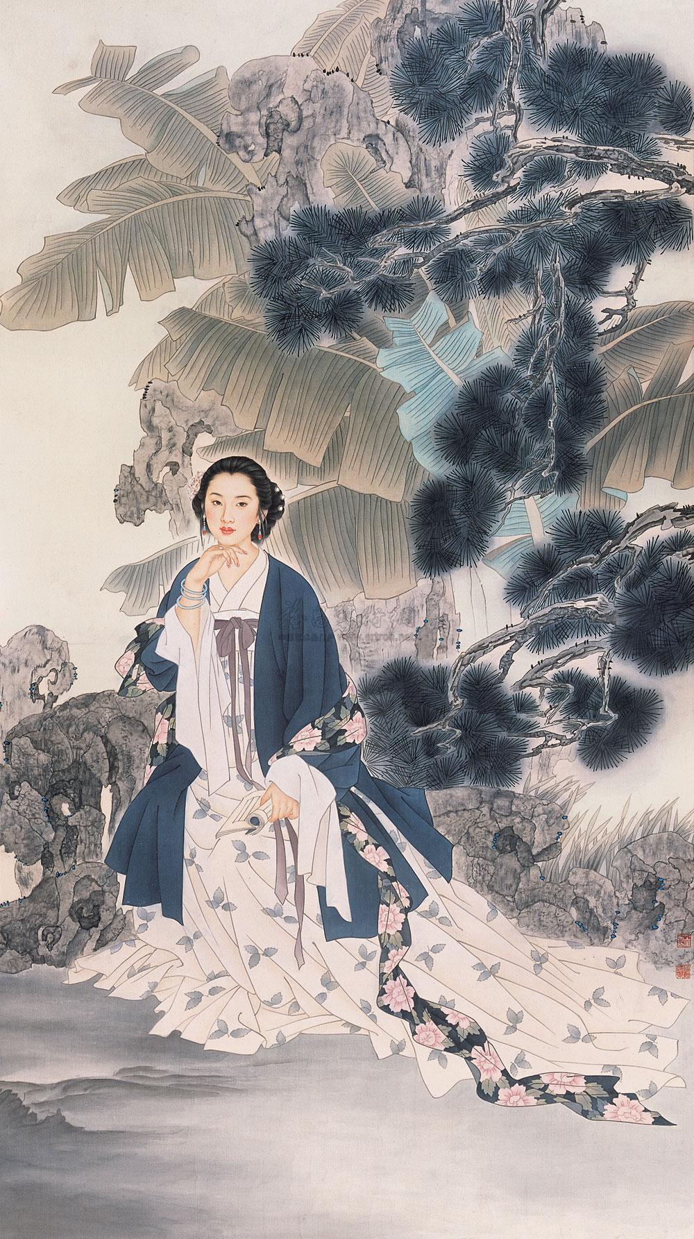 0172 美女图 镜心 设色绢本