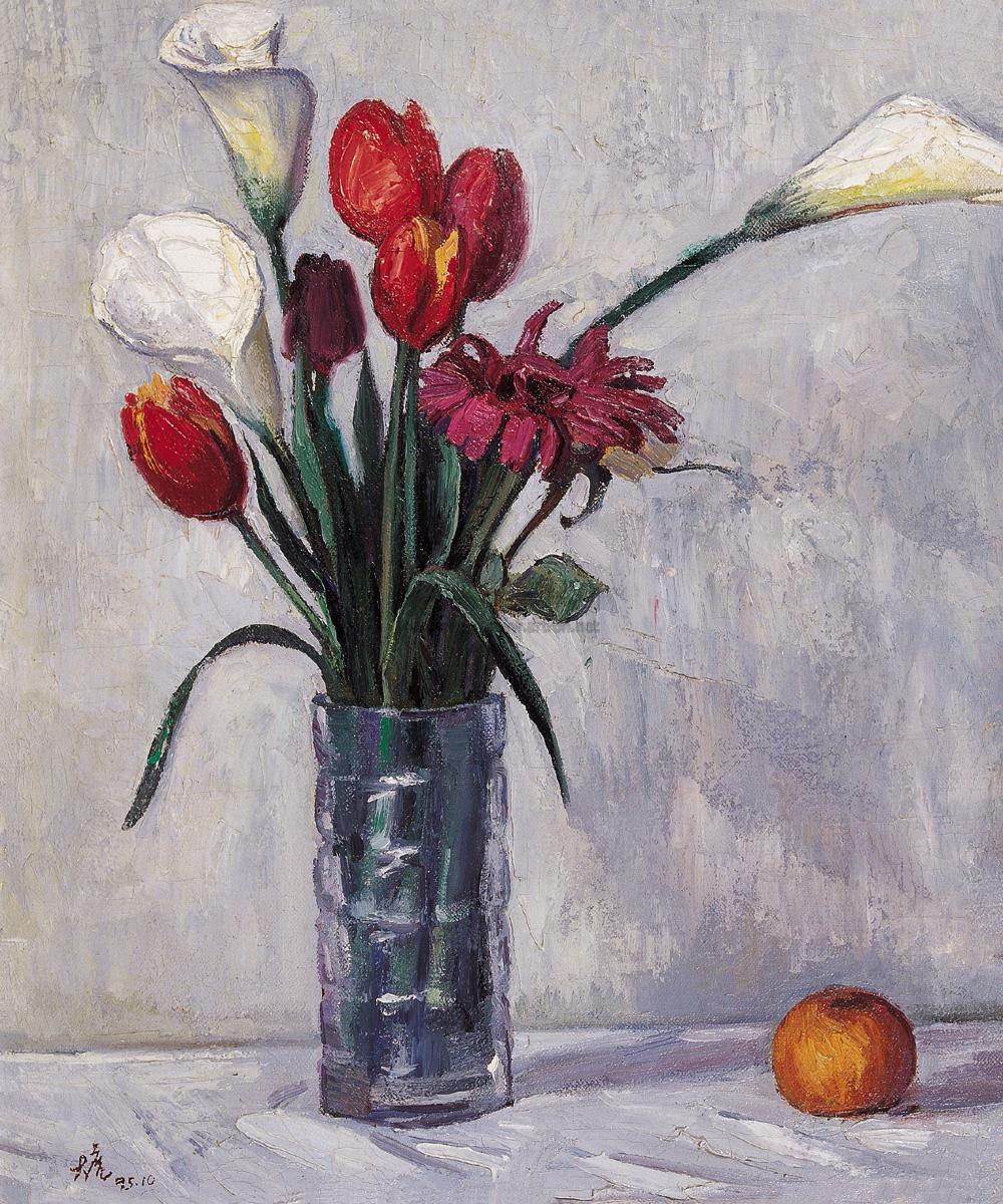 0039 瓶花 布面油画