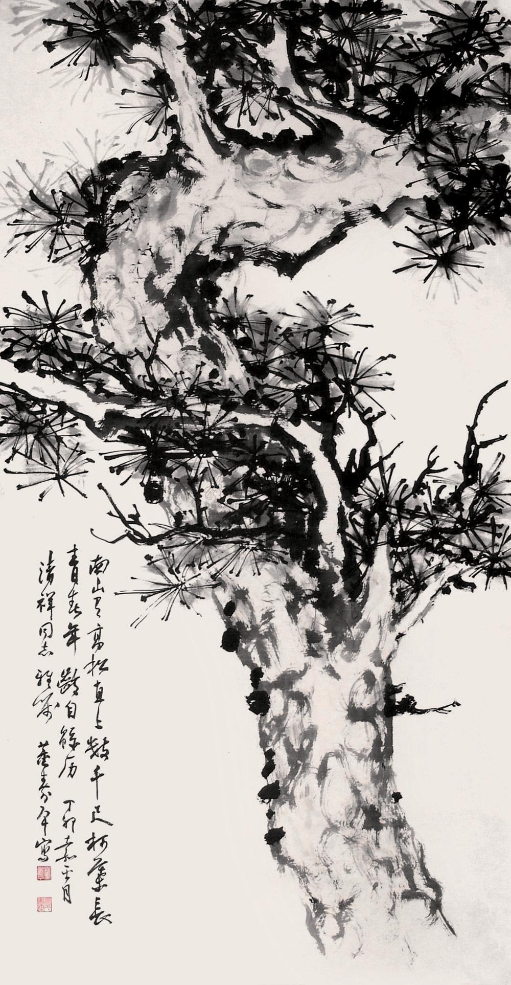 0362 墨松 镜心 水墨纸本