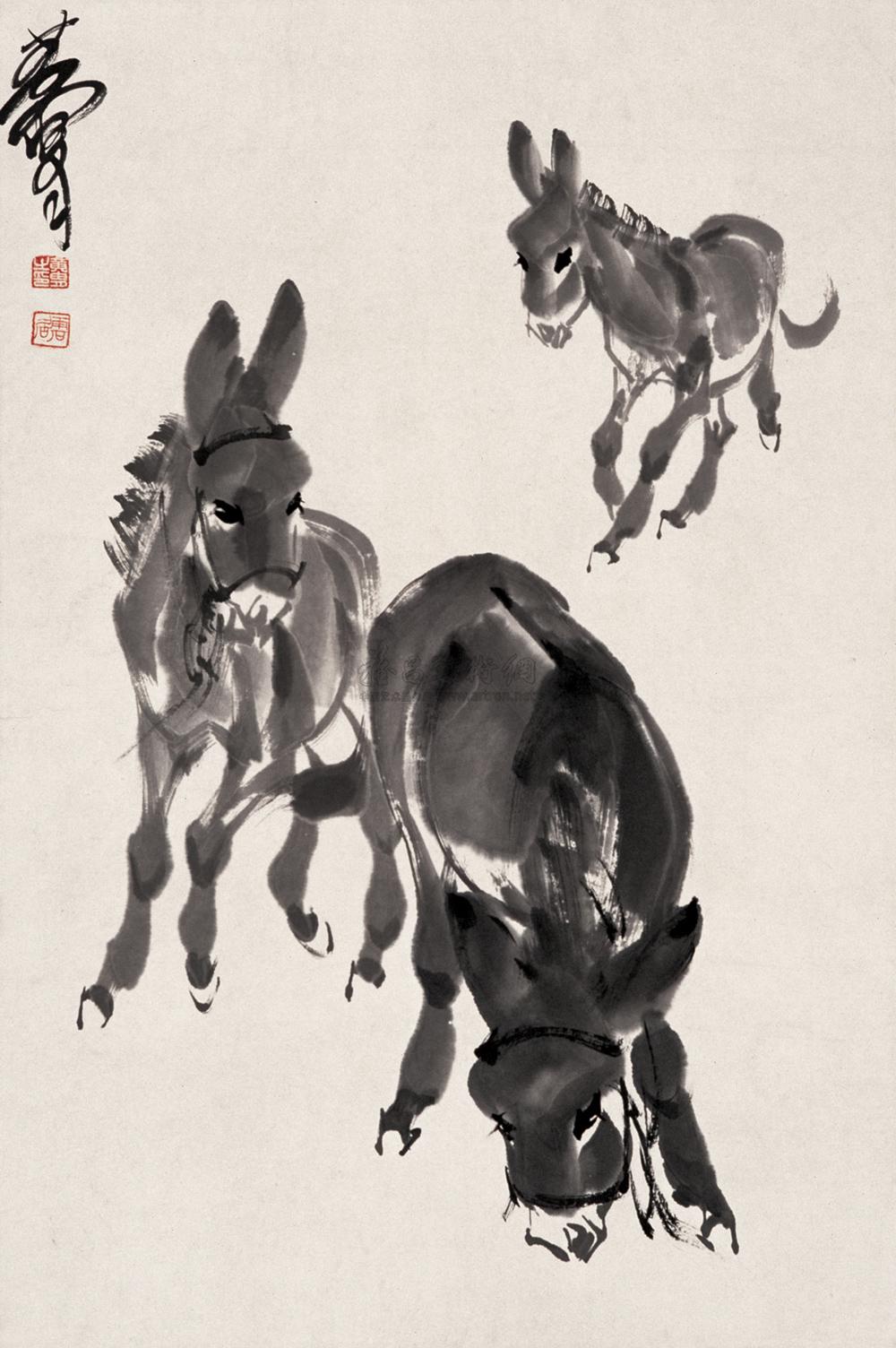 0036 驴 镜心 水墨纸本