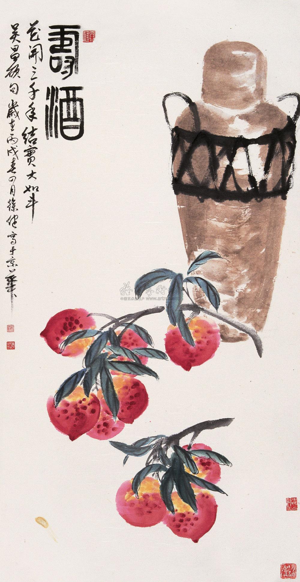 【2006年作 寿酒 立轴 设色纸本】拍卖品_图片_价