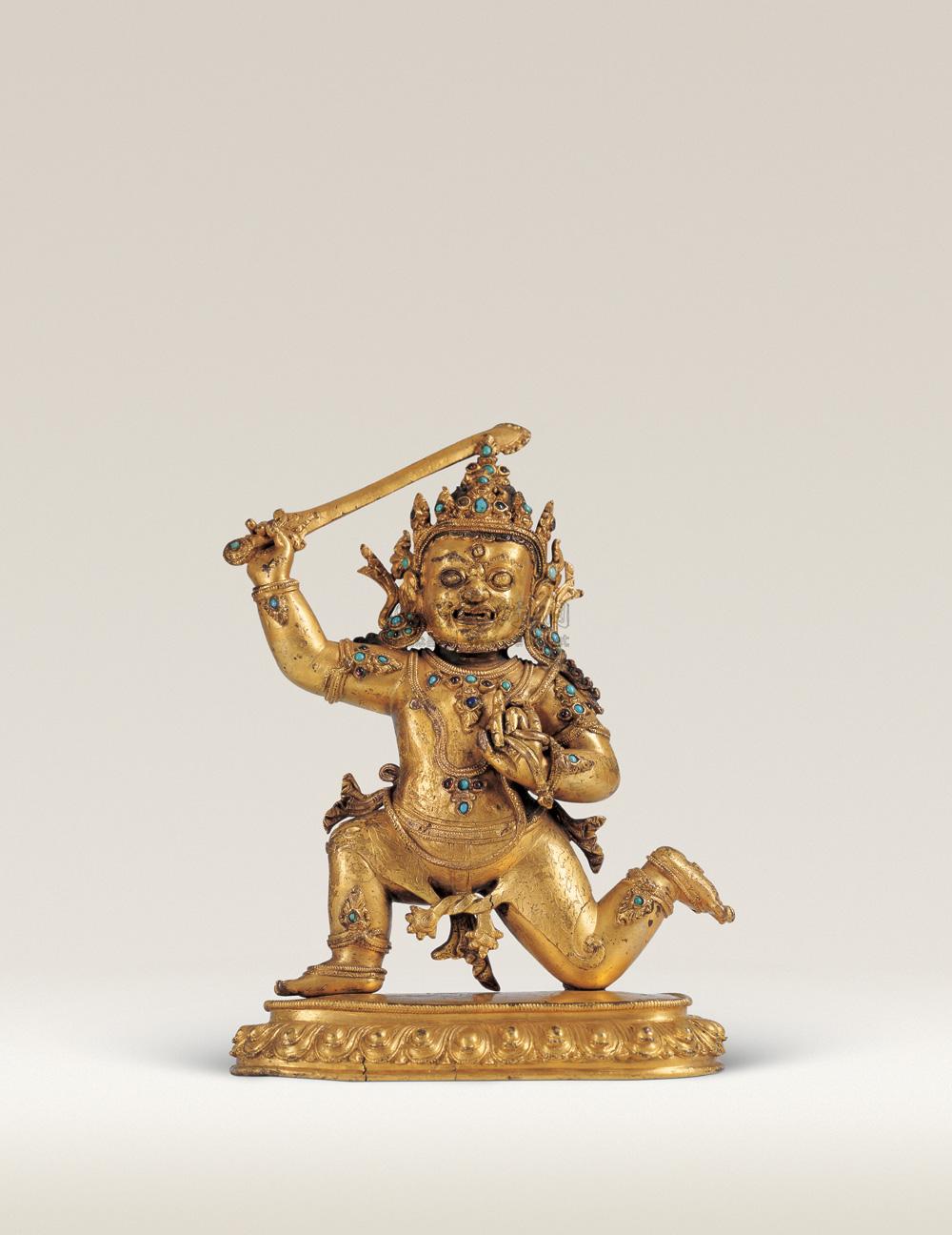 1046 明 铜鎏金不动明王像