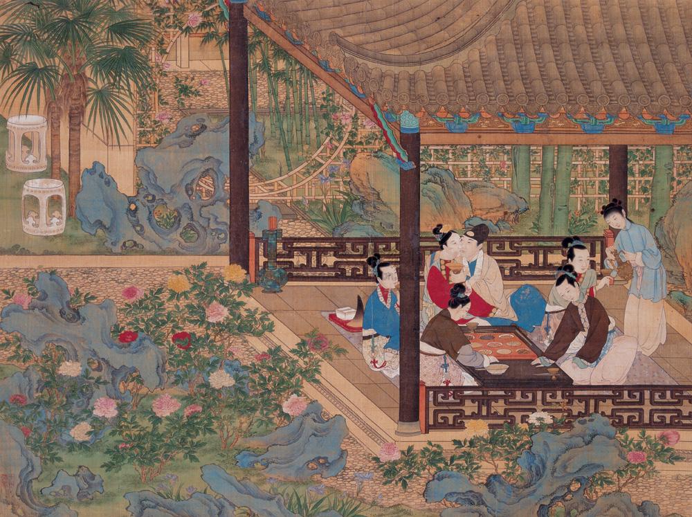 0286 宴乐图 镜心 设色绢本