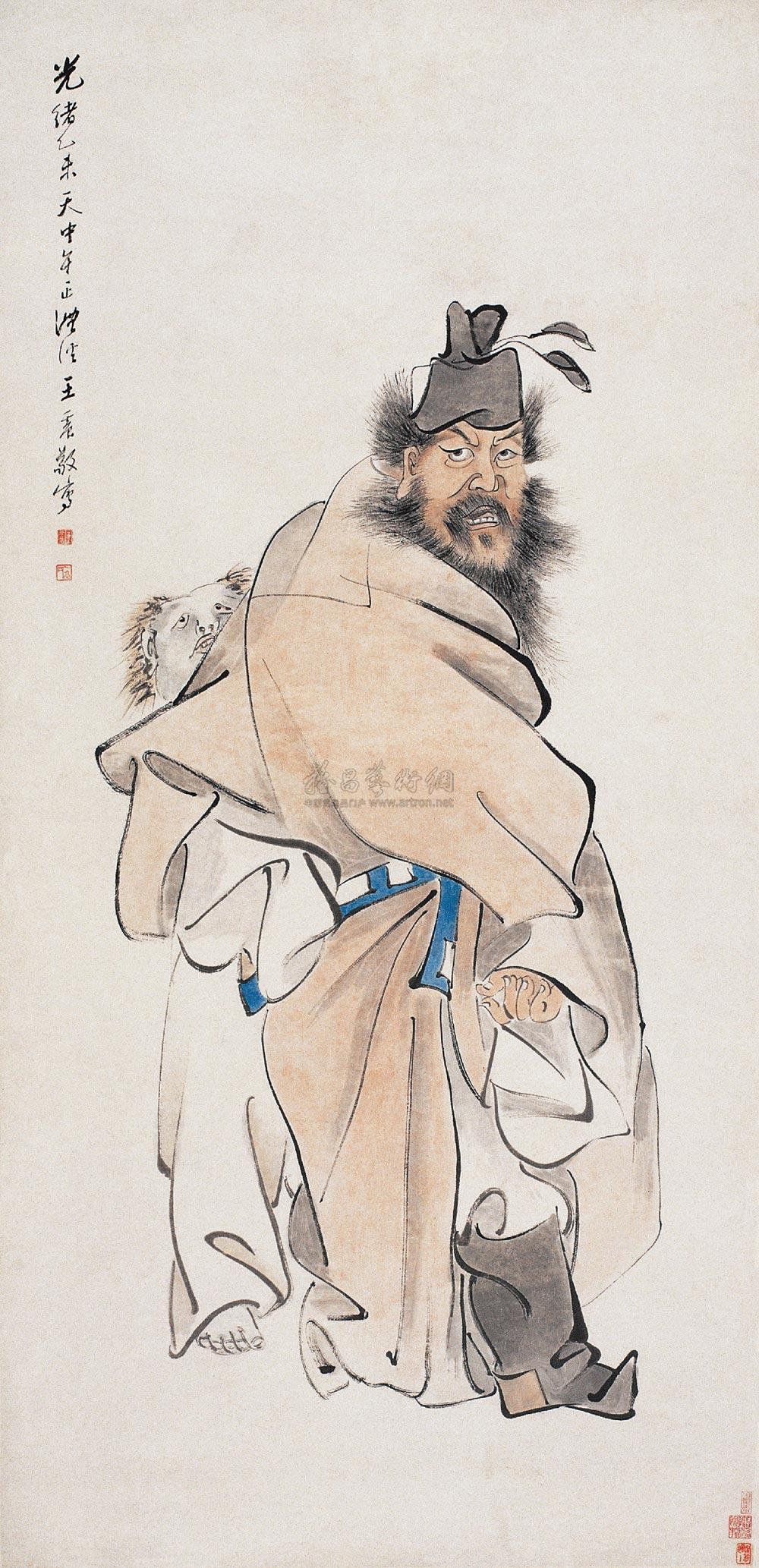 0701 1895年作 钟馗图 立轴 设色纸本