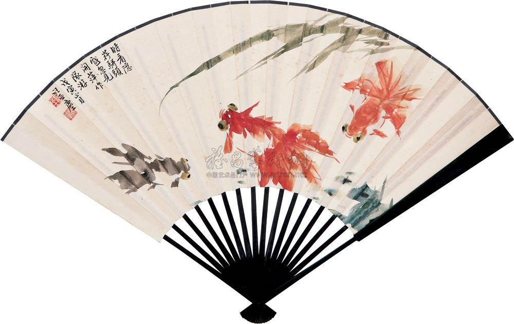 0341 金鱼 成扇 设色纸本