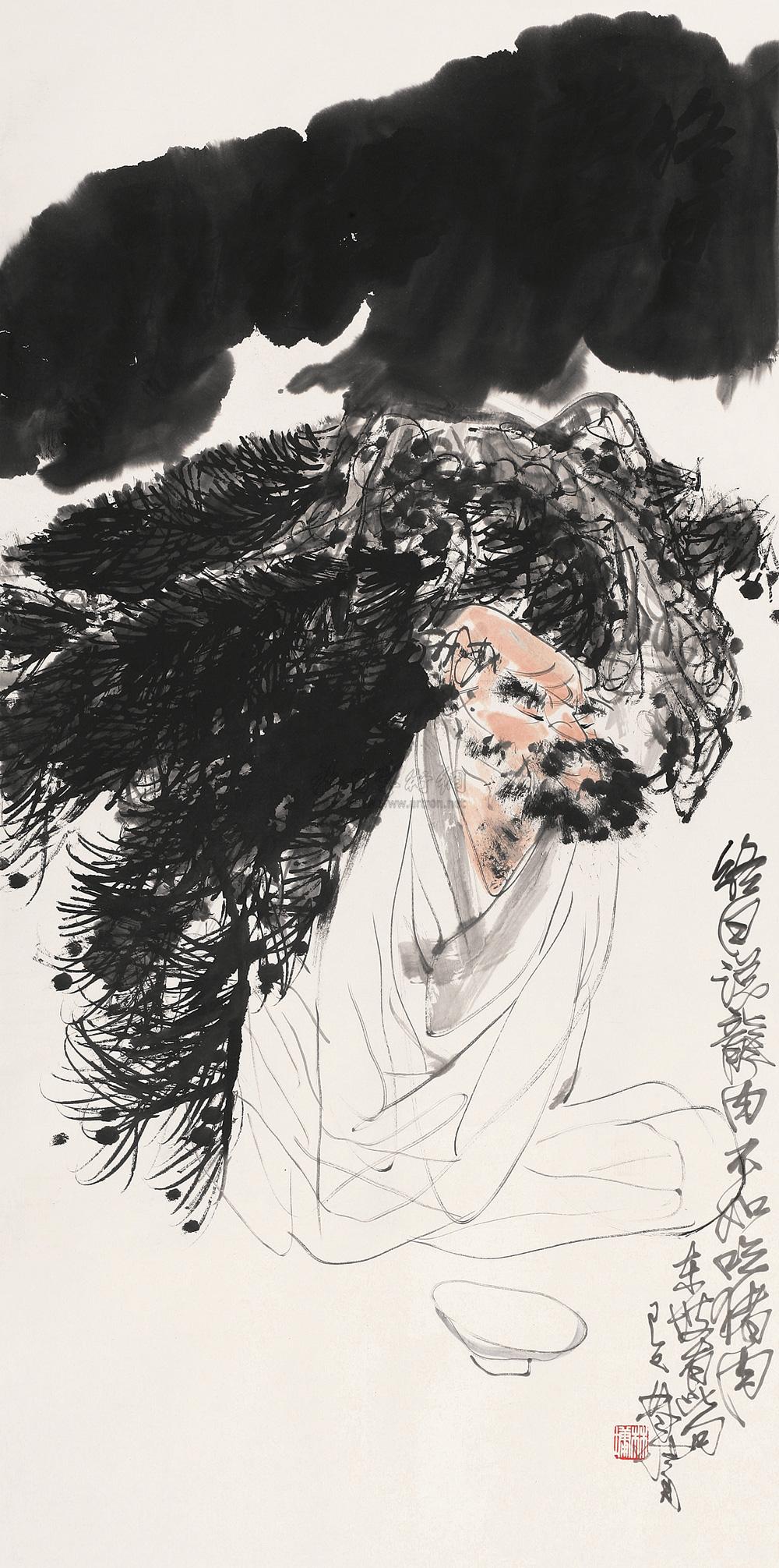 1165 1989年作 苏东坡诗意图 立轴 设色纸本