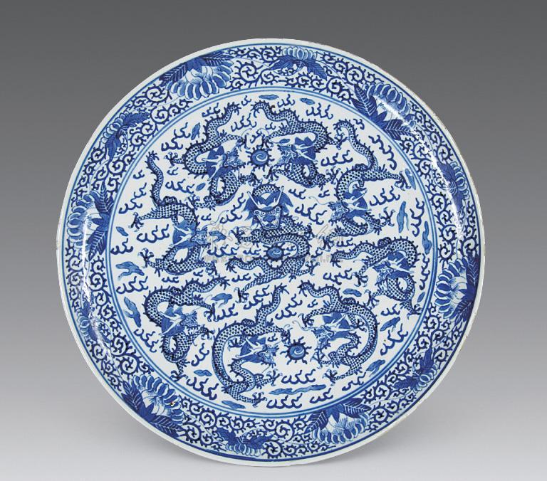 【清光绪 青花九龙纹盘】拍卖品_图片_价格_鉴赏_清代青花瓷器_雅昌