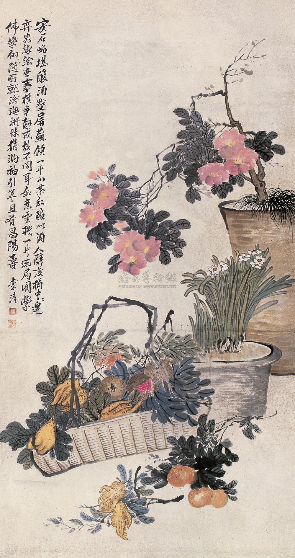 0037 清供图 立轴 设色纸本