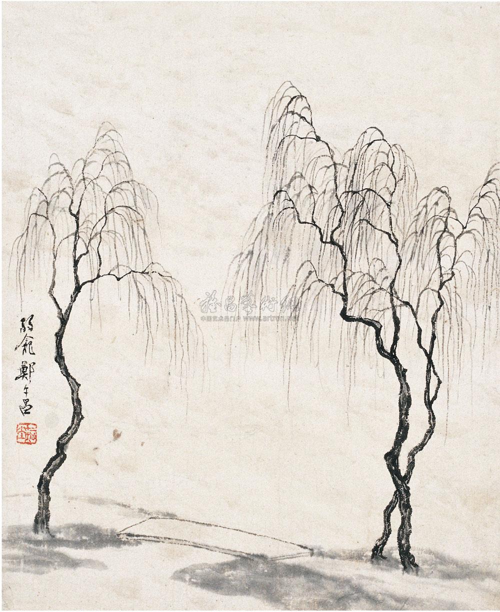 0663 柳树 镜心 水墨纸本