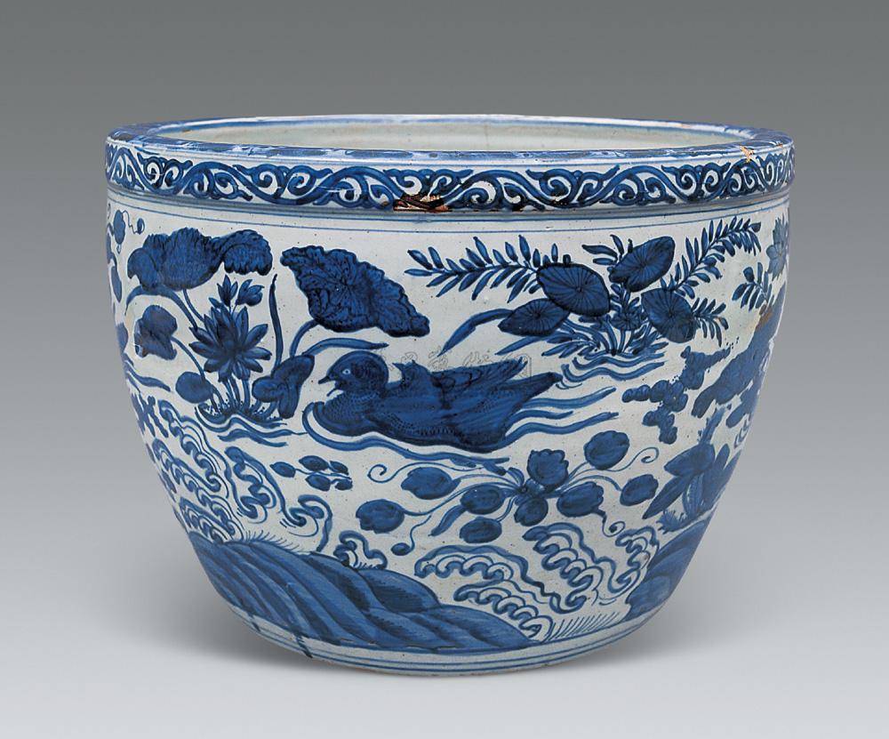 【明万历 青花荷塘花鸟大缸】拍卖品_图片_价格_鉴赏_明代青花瓷器