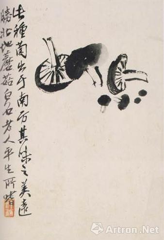 齐白石《蘑菇》