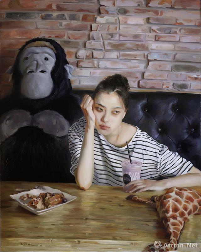 《迟到 孟韵 100x80cm 2015 布面油画