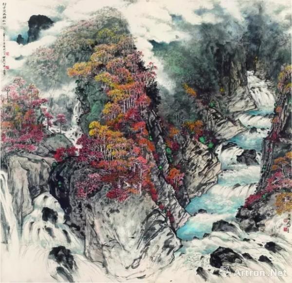 《行云流水醉秋山》  关山月 168×173cm 1988年 纸本设色(关山月美术