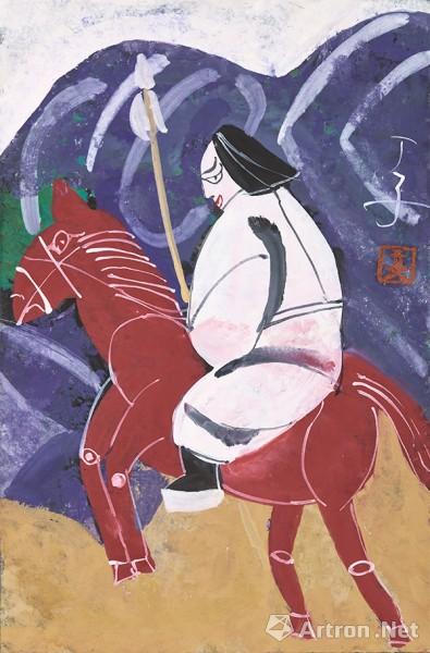 《戏曲人物18》  丁立人 23x35cm 2014年 重彩