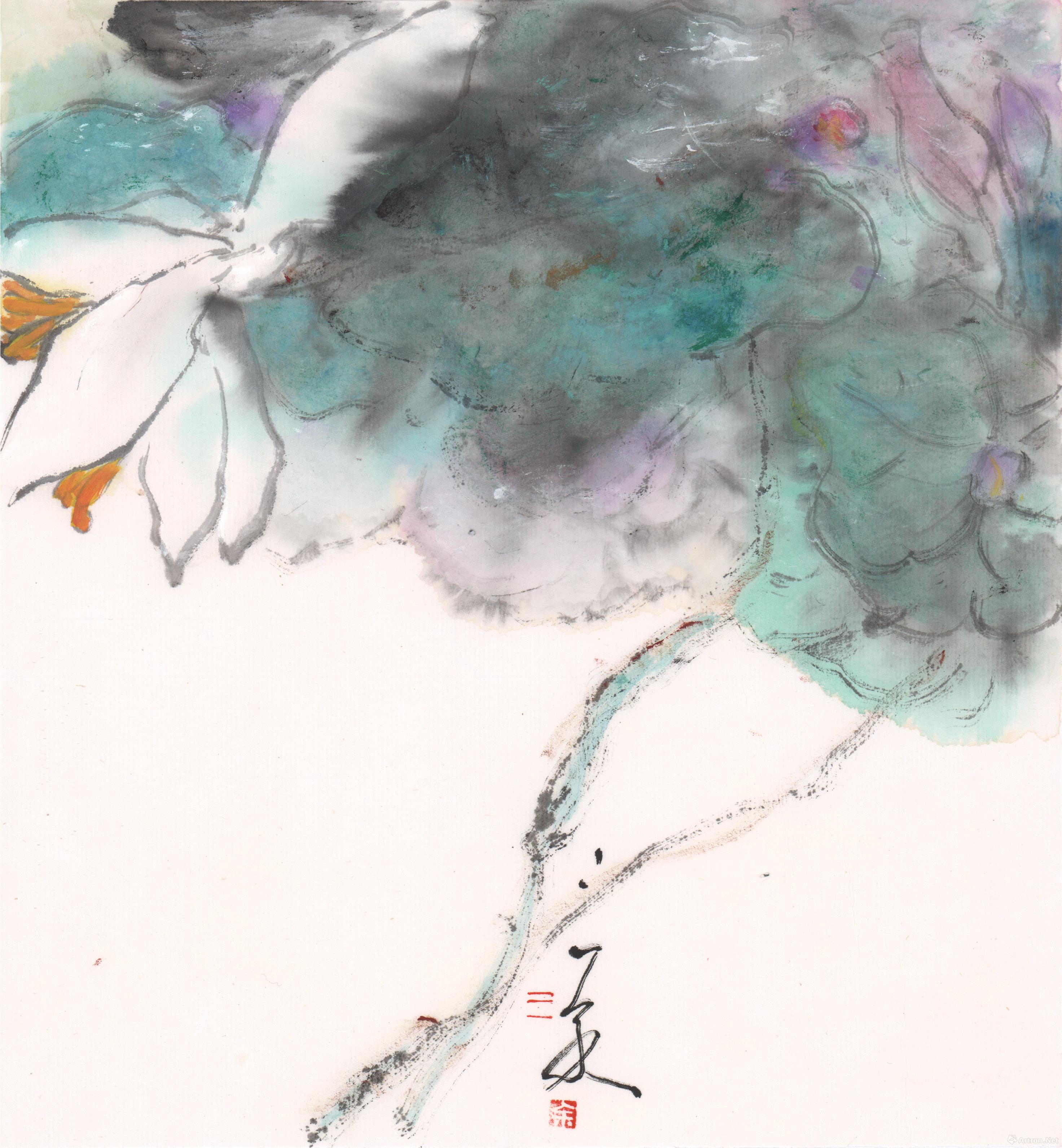 《睡莲系列》(1)  刘三余 34x35cmx3 2018年 纸本水墨