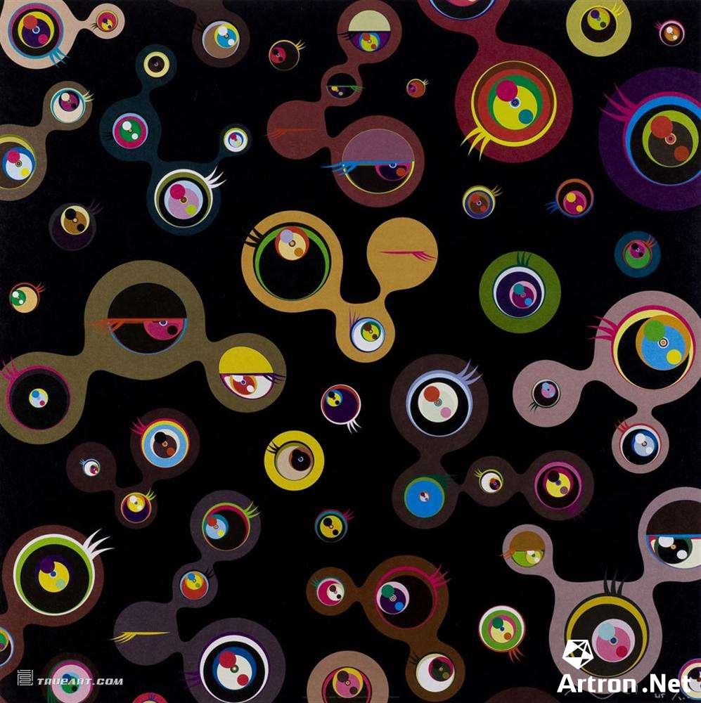 《 jellyfish eyes-black 5》  村上隆 50.2x50.