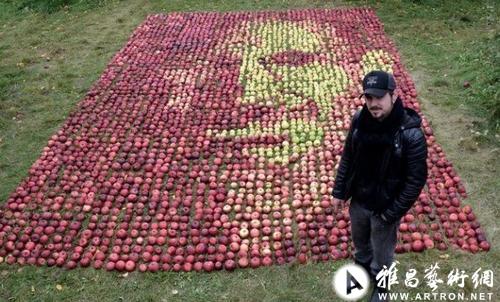 国外艺术家3750个废弃苹果 纪念乔布斯