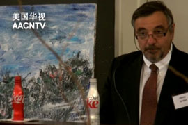 可口可乐公司太平洋集团总裁耿卓栋在李洪涛油画月展揭幕式上致辞
