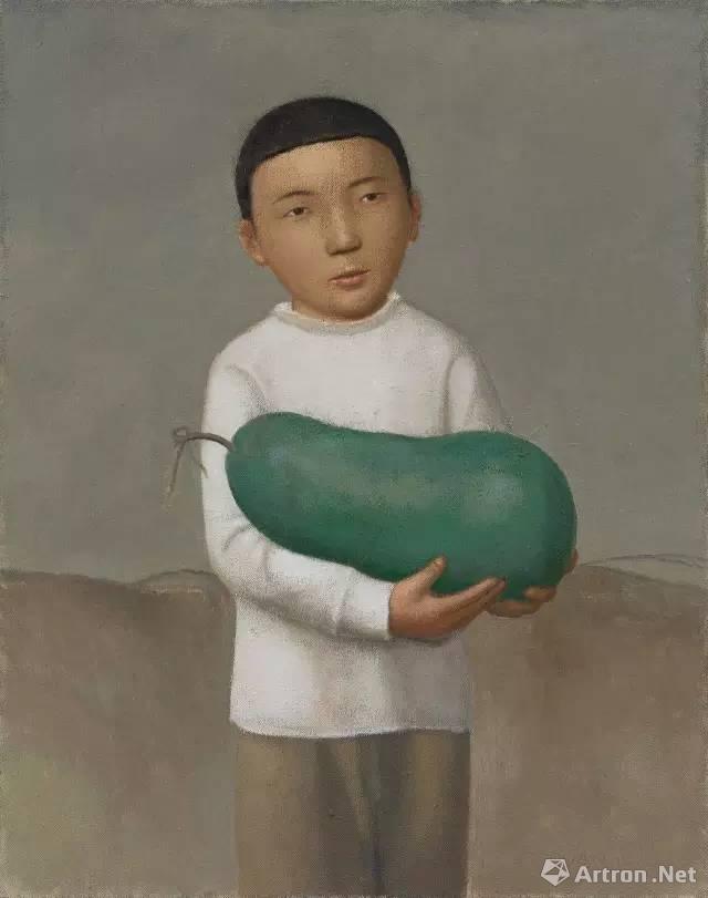 段建伟作品:  《抱瓜》   2014  布面油画  100×80cm无论是2016年